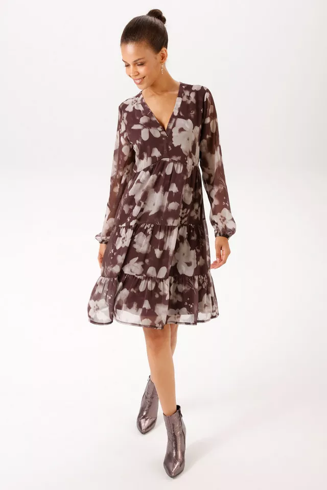Aniston CASUAL Blusenkleid mit grafischen Batik-Blumen bedruckt - NEUE KOLLEKTION