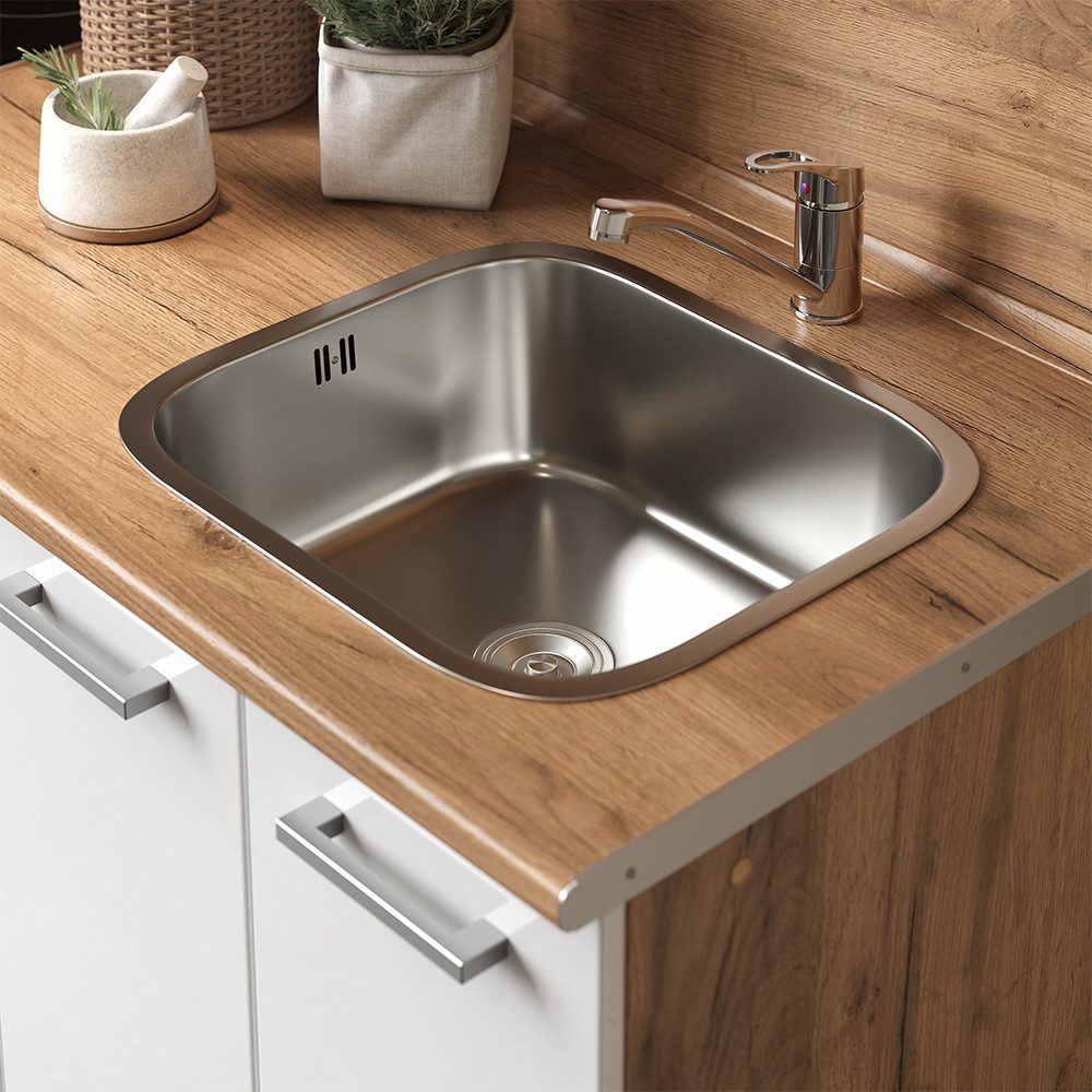 Vicco Küchenzeile R-Line, Weiß Hochglanz/Goldkraft Eiche, 160 cm mit Herdumbauschran...