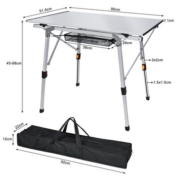 AUFUN Campingtisch Klapptisch faltbar Camping Tisch Picknicktisch, Höhenverstellbar,Aluminiumrahmen