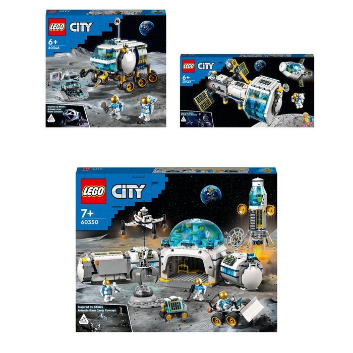 LEGO® Konstruktions-Spielset 3er Set: 60348 Mond-Rover + 60349 Mond-Raumstation