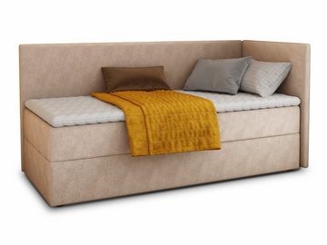 Sofnet Boxspringbett Flame (mit Bettkasten, Bonell-Matratze und Topper), Einzelbett, Polsterbett, Kinderbett - Universelle Bettseite