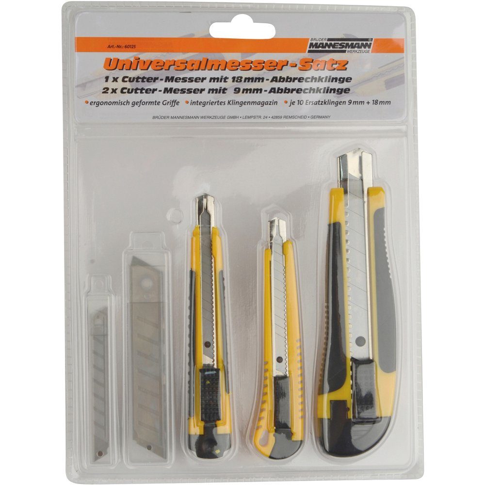 Brüder Mannesmann Инструментe Резакиmesser Brüder Mannesmann M60125 Brüder Mannesmann Abbrechmesser-Set, inclusiv