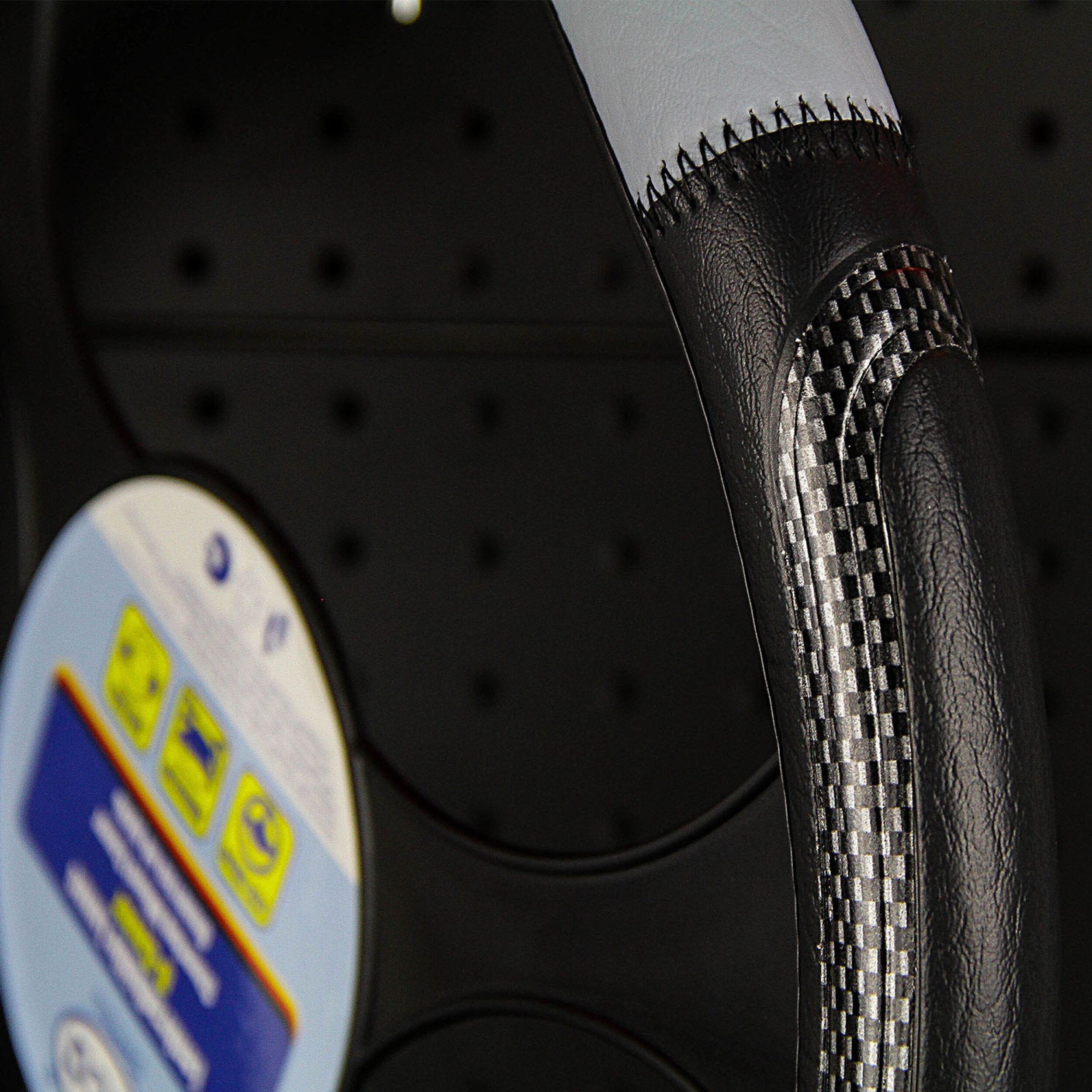 alca steering wheel cover, luxury grey/black, car, 37-39 cm, sporty cream-colored, (1-piece)