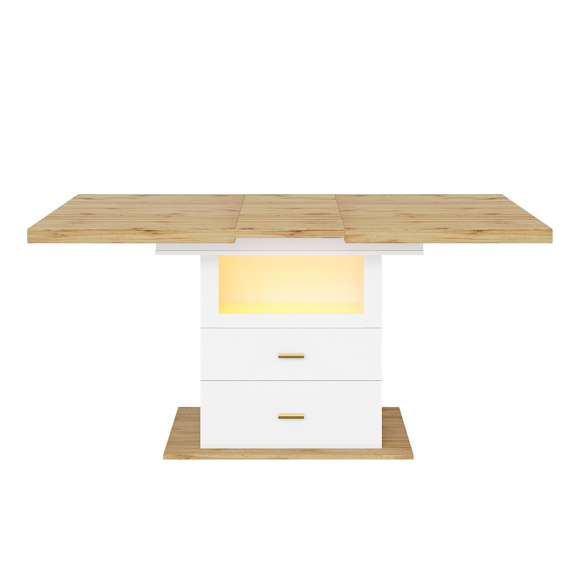 Flieks Esstisch ausziehbar Küchentisch mit LED-Beleuchtung (erweiterbare Tischplatte in Holzoptik, Länge110-140x80x75 cm, 1-St., 1 Tisch), rechteckig Arbeitstis – Bild 5 von 5