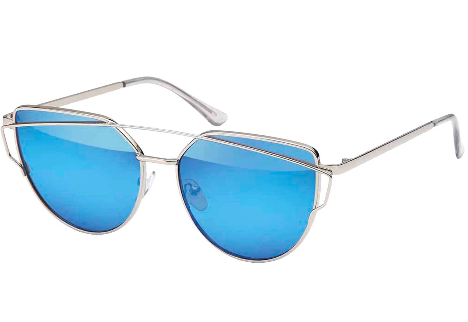 BEZLIT Eyewear Pilotenbrille Rundglas Designer schwarzen, rosa-grün, Sonnenbrille mit und silber-verspiegelt (1-St) Damen silber-hellblau