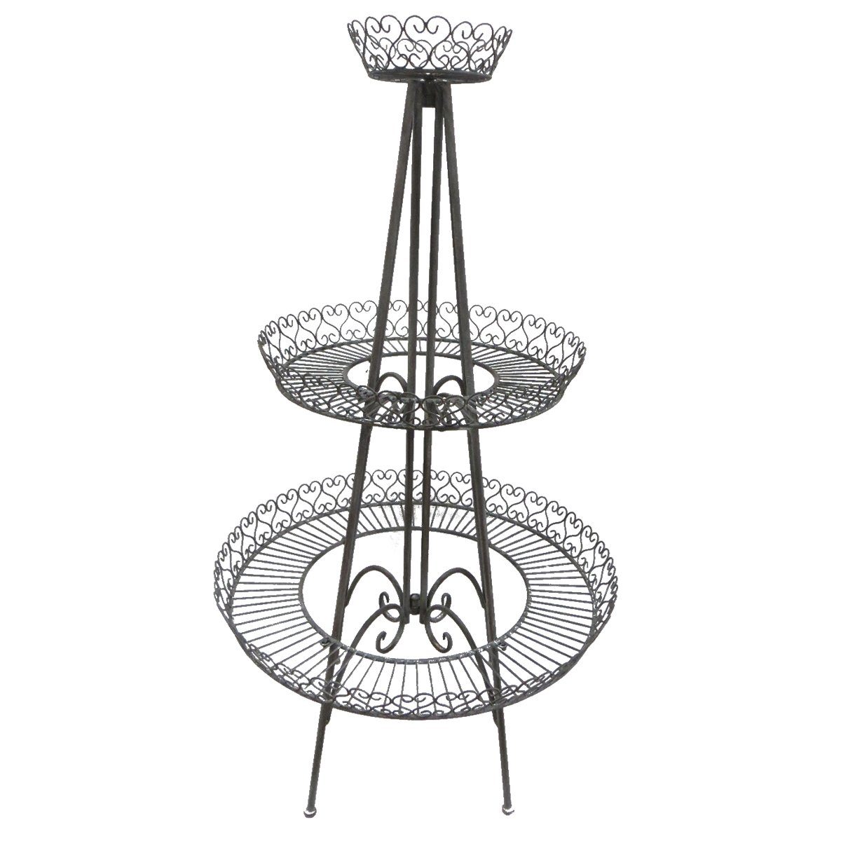 Lindner Pflanzentreppe LEX Pflanzenständer aus Eisen mit 3 Etagen Farbe Antik Grau / Braun