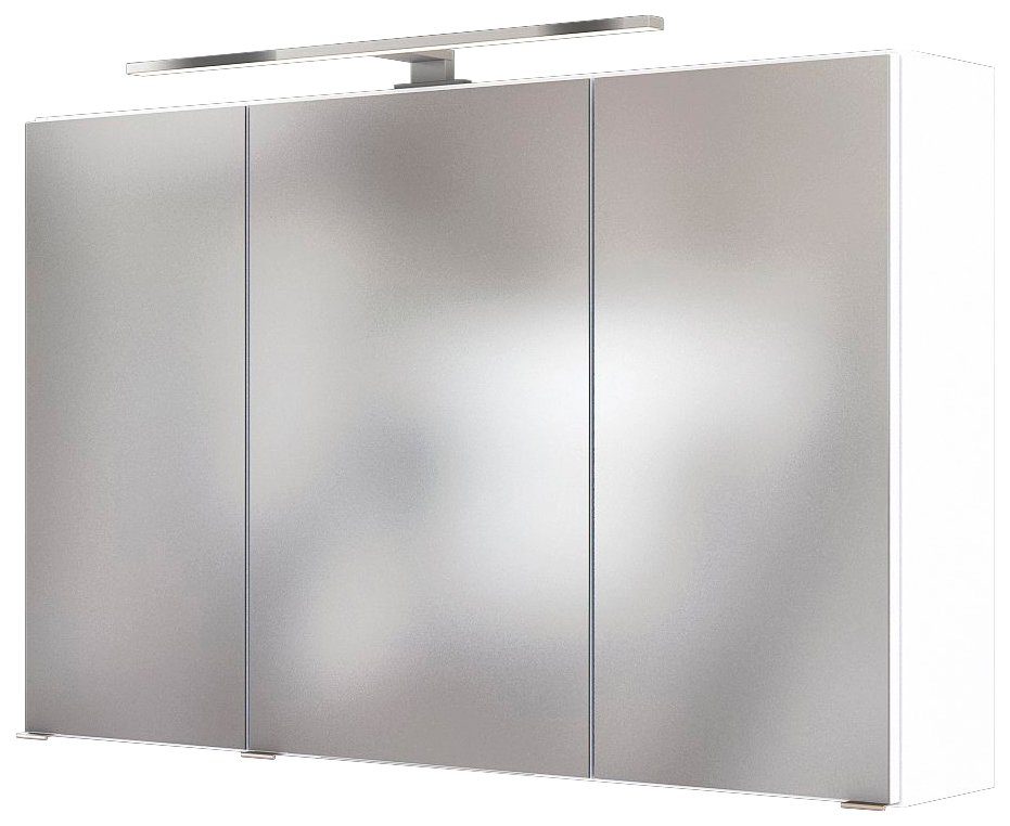 HELD MÖBEL Spiegelschrank Baabe Breite 100 cm, mit 3D-Effekt, dank 3 Spiegeltüren weiß | weiß