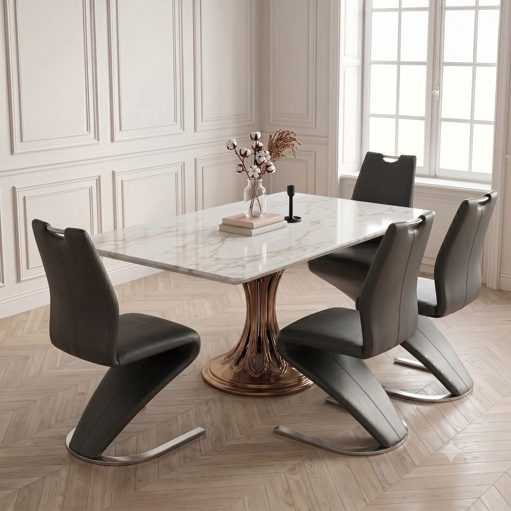 Jiexi Freischwinger Modernes Freischwinger-Set PU-Leder, Z-Form Design, 2/4/6/8er Set