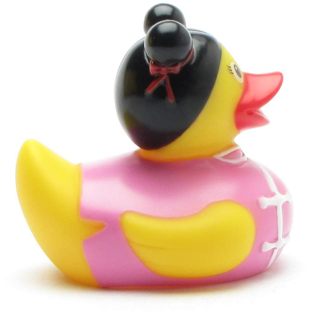mit Blume Badeente - Duckshop Badespielzeug Brust auf der Quietscheentchen Chinesin