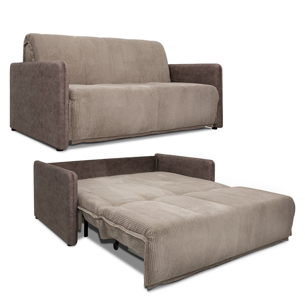 Braun, Schlafsofa mit Stauraum BRIG VitaliSpa® Klappsofa