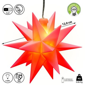 CEPEWA LED Dekolicht Leuchtstern Kunststoff Weihnachststern zum hängen rot Ø 12cm