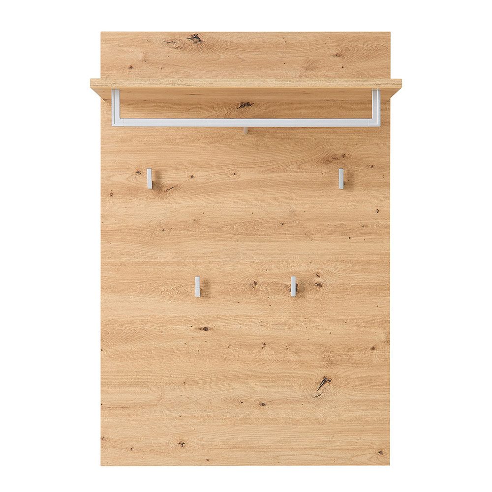 Lomadox Garderobenpaneel BLISS-36, Eiche Garderobenleiste 4 Haken Hutablage Kleiderstange 78x116,6x29,5cm