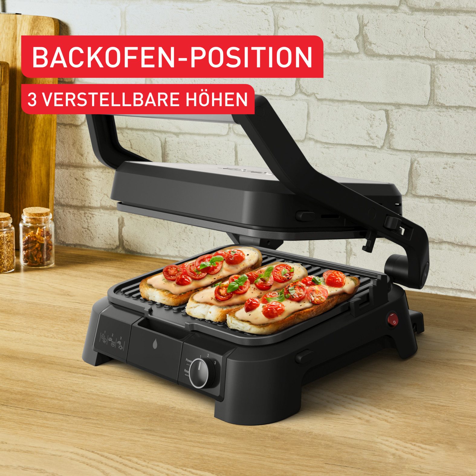Tefal Kontaktgrill SuperGrill 3in1, Kontaktgrill, Barbeque-, Ofenposition, 3 Temperaturen, 2000 W, spülmaschinengeeignete Platten, platzsparende Aufbewahrung, G – Bild 5 von 5
