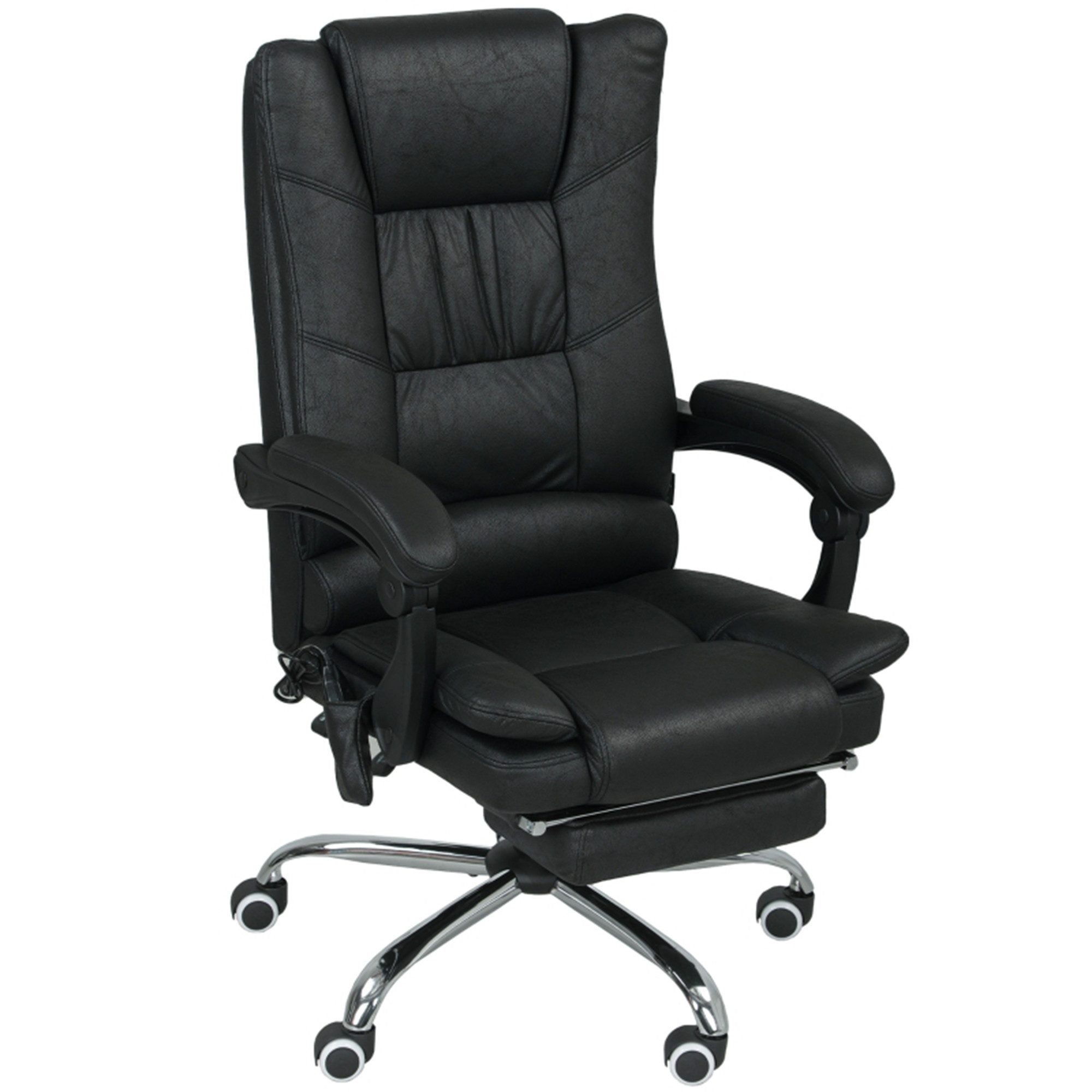 MC Star Bürostuhl Massagstuhl mit Massagefunktion, inkl. Fußstütze, höhenverstellbar (64 cm x 70 cm x 118 cm, Schwarz)