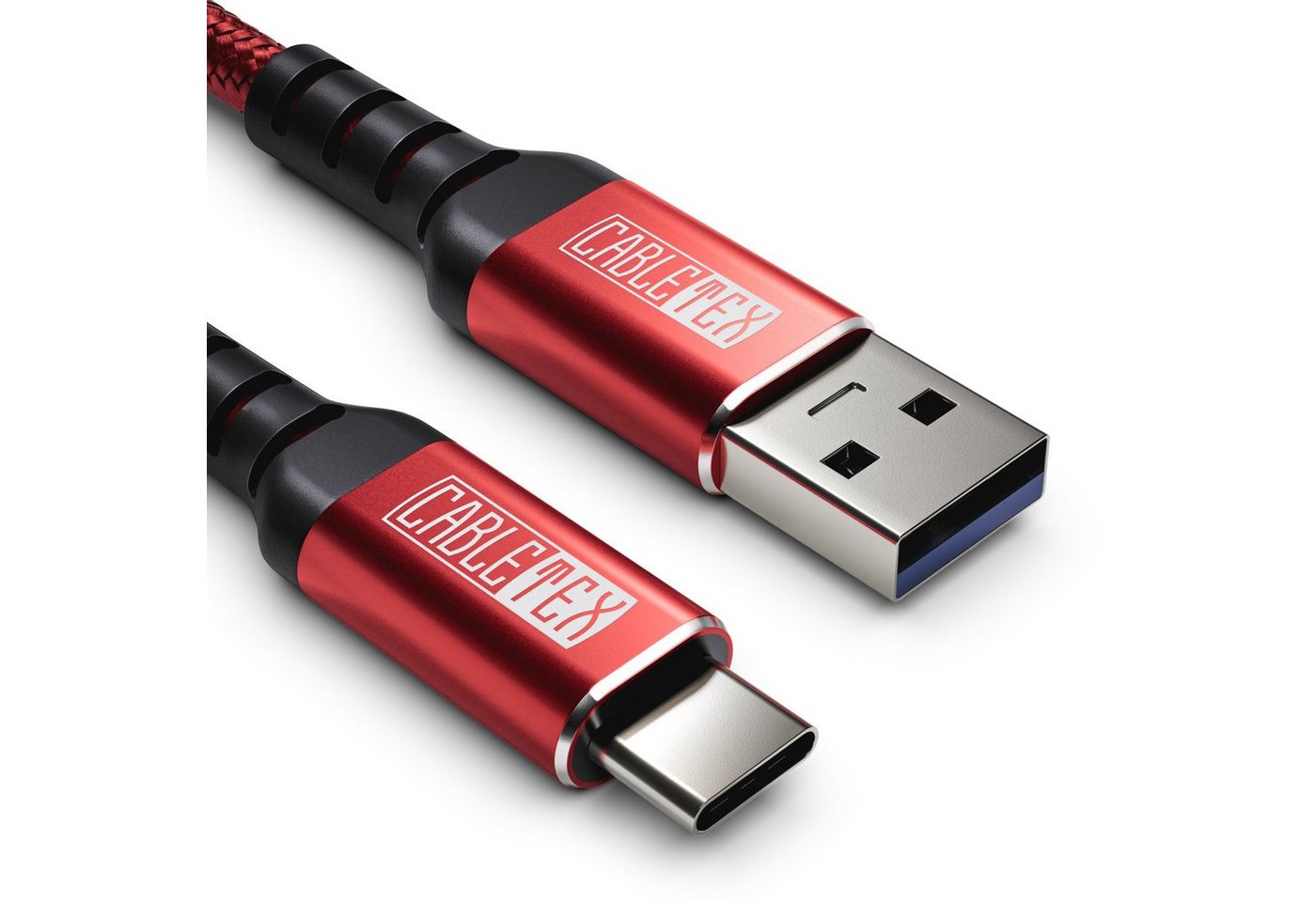 CABLETEX Smartphone-Kabel, USB-C, USB-A (200 cm), Nylonmantel
