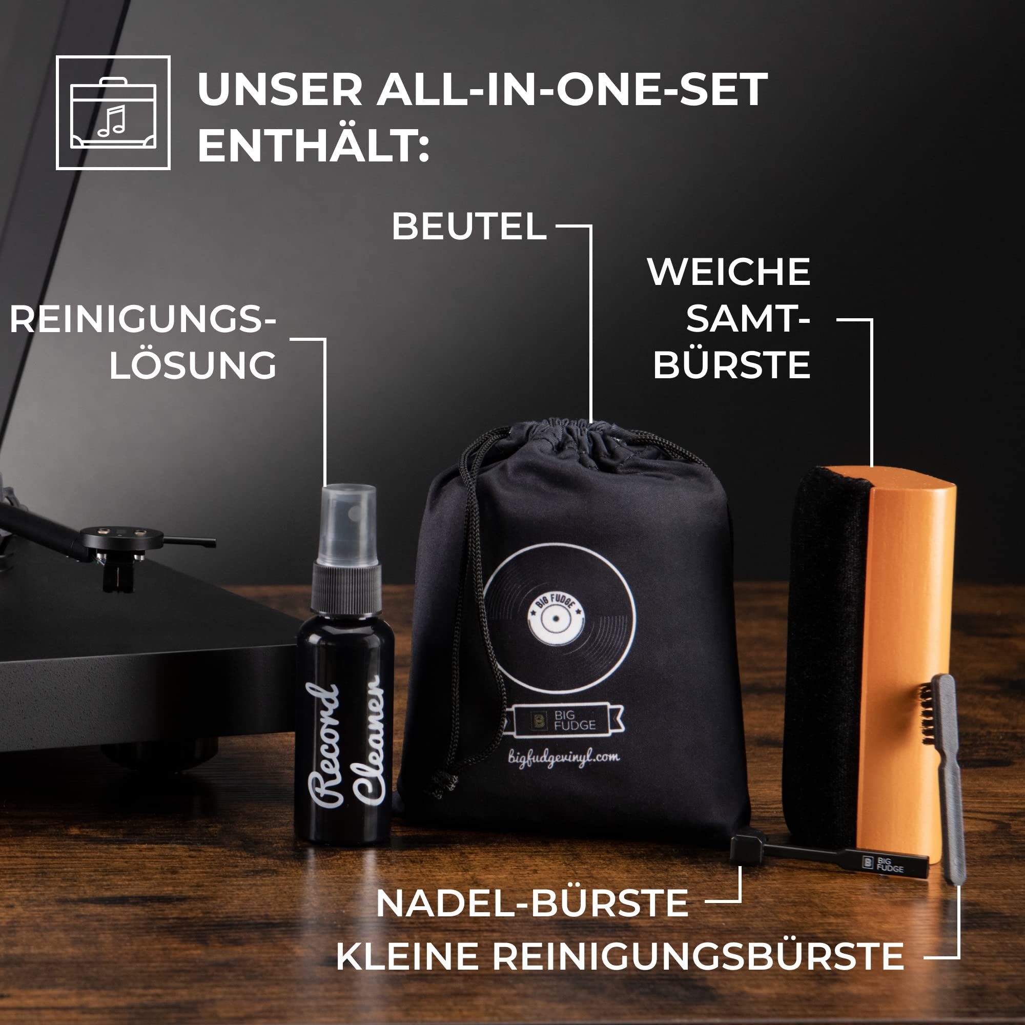 Pflegeset - Reinigungsset 4-in-1 - Vinyl Fudge Big Schallplatten Fudge Zubehör Big