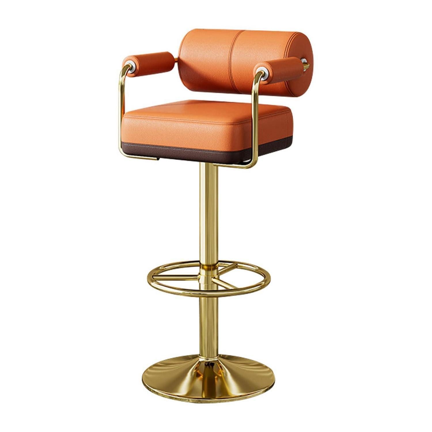 LuxusKollektion Barhocker Barhocker Höhenverstellbar Drehbar Lehne Armlehne Gepolstert Braun