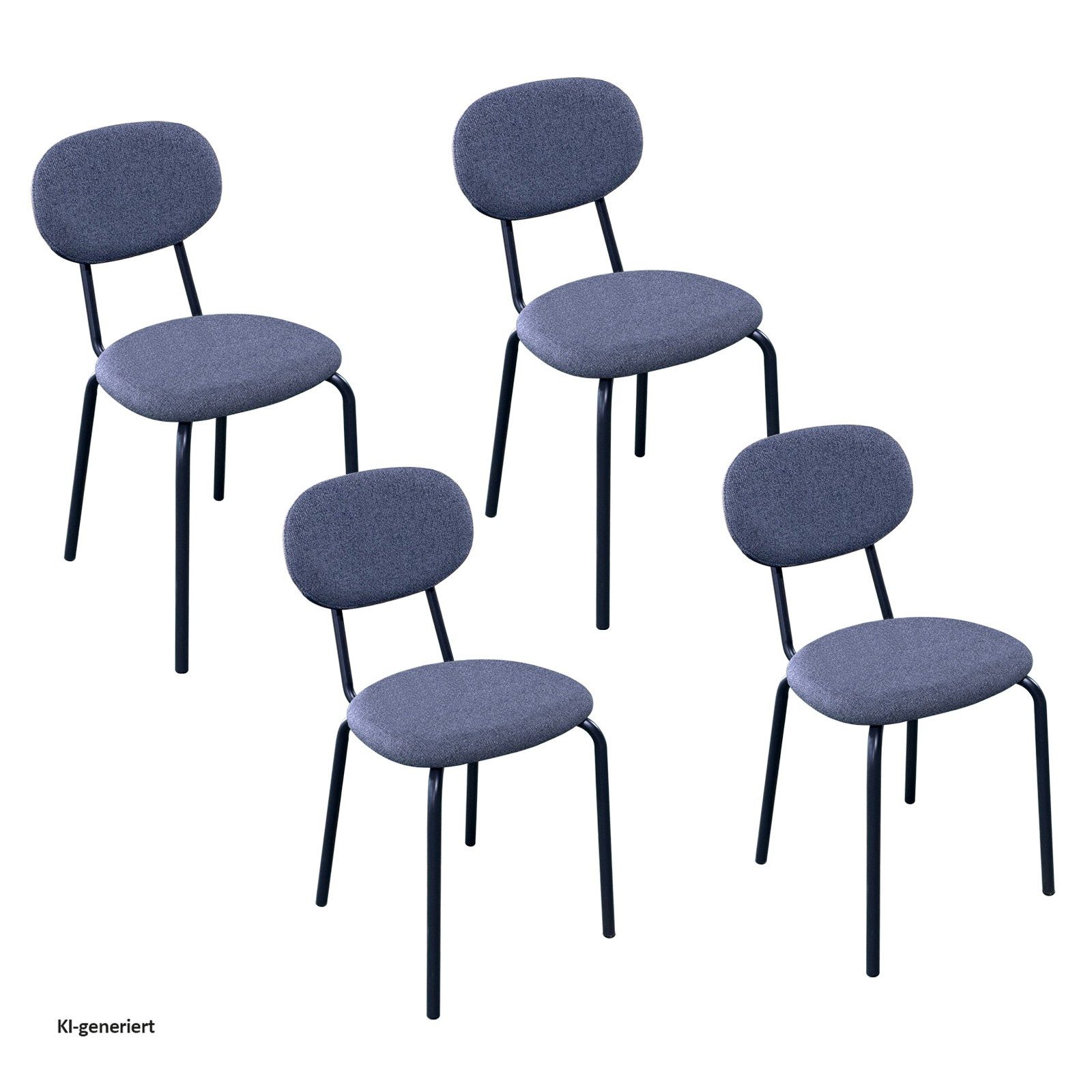 HTI-Living Esszimmerstuhl Stuhl Anella Dunkelgrau 4er-Set (Set, 4 St), Esszimmerstuhl Besucherstuhl Leinenstoff