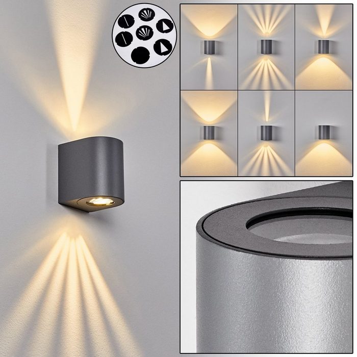 hofstein Außen-Wandleuchte LED Außenleuchte Außenlampe Wandlampe mit 3 verschiedenen Schatteneffekten Lampe