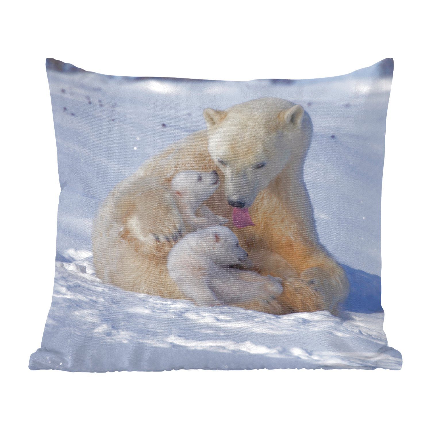 MuchoWow Dekokissen Eisbären Zierkissen mit Sofakissen Schlafzimmer, für Füllung Wohzimmer, - - Schnee Deko, Weiß