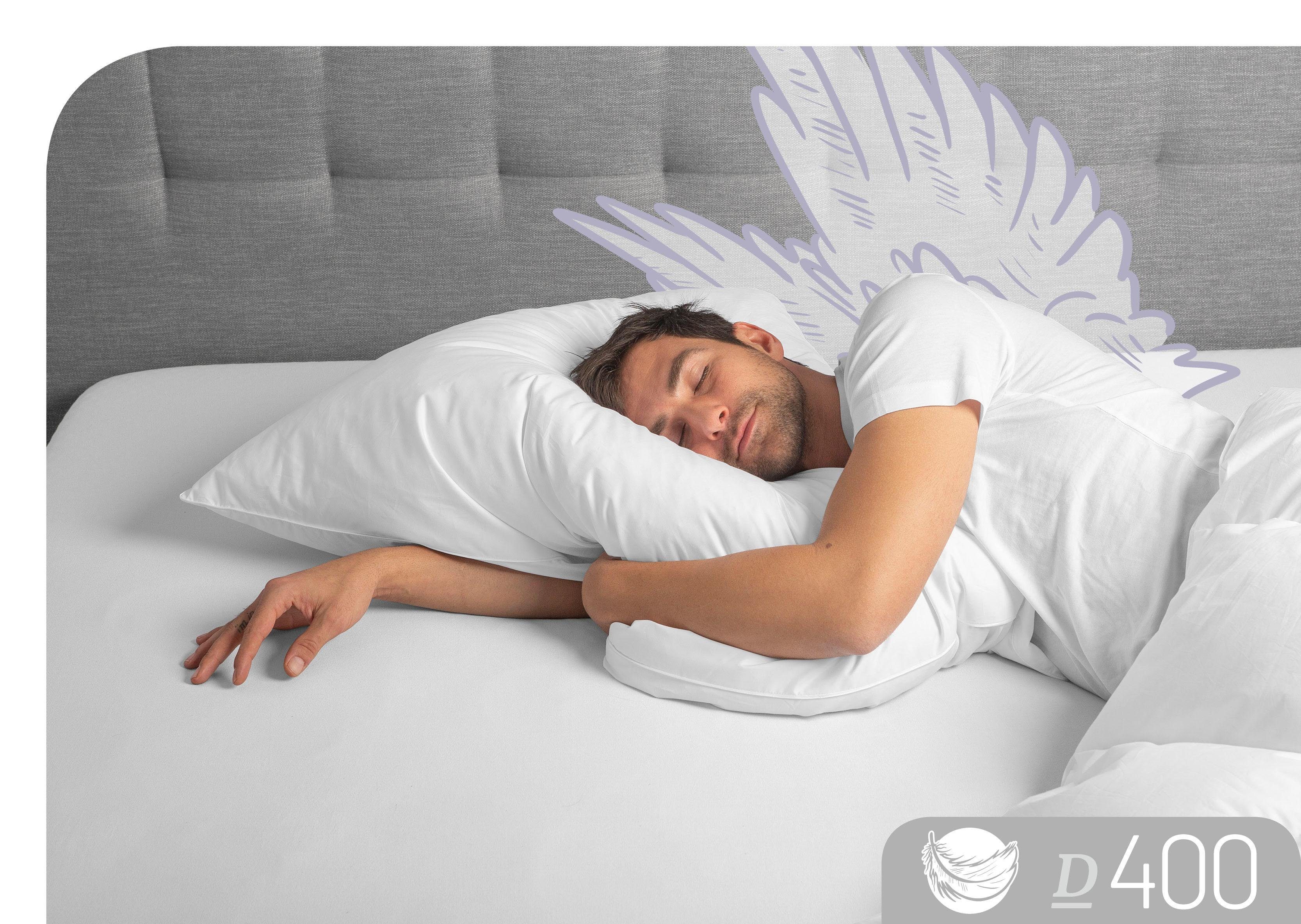 Schlafstil 3-Kammer-Kopfkissen D400, Füllung: Aussen:60% Daunen und 100% Federn im Kern, Bezug: 100% Baumwolle, hergestellt in Deutschland, allergikerfreundlich