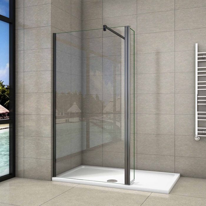 duschspa Duschwand 8mm Duschtrennwand Duschwand mit Flipper-Panel Glaswand Walk in Dusche Einscheibensicherheitsglas Sicherheitsglas (Set)