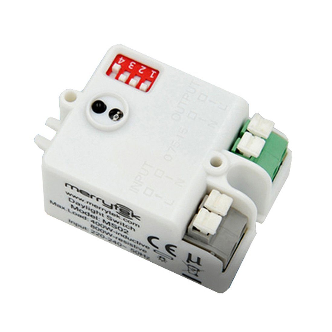 Merrytek Bewegungsmelder P15C Merrytek MS02 Tageslichtsensor 230V Beleuchtung Lampe Balkon Haus, (Packung, 1-St., 1x Tageslichtsensor), Einstellbarer Tageslichtsensor mit automatischer Ein-/Ausschalt