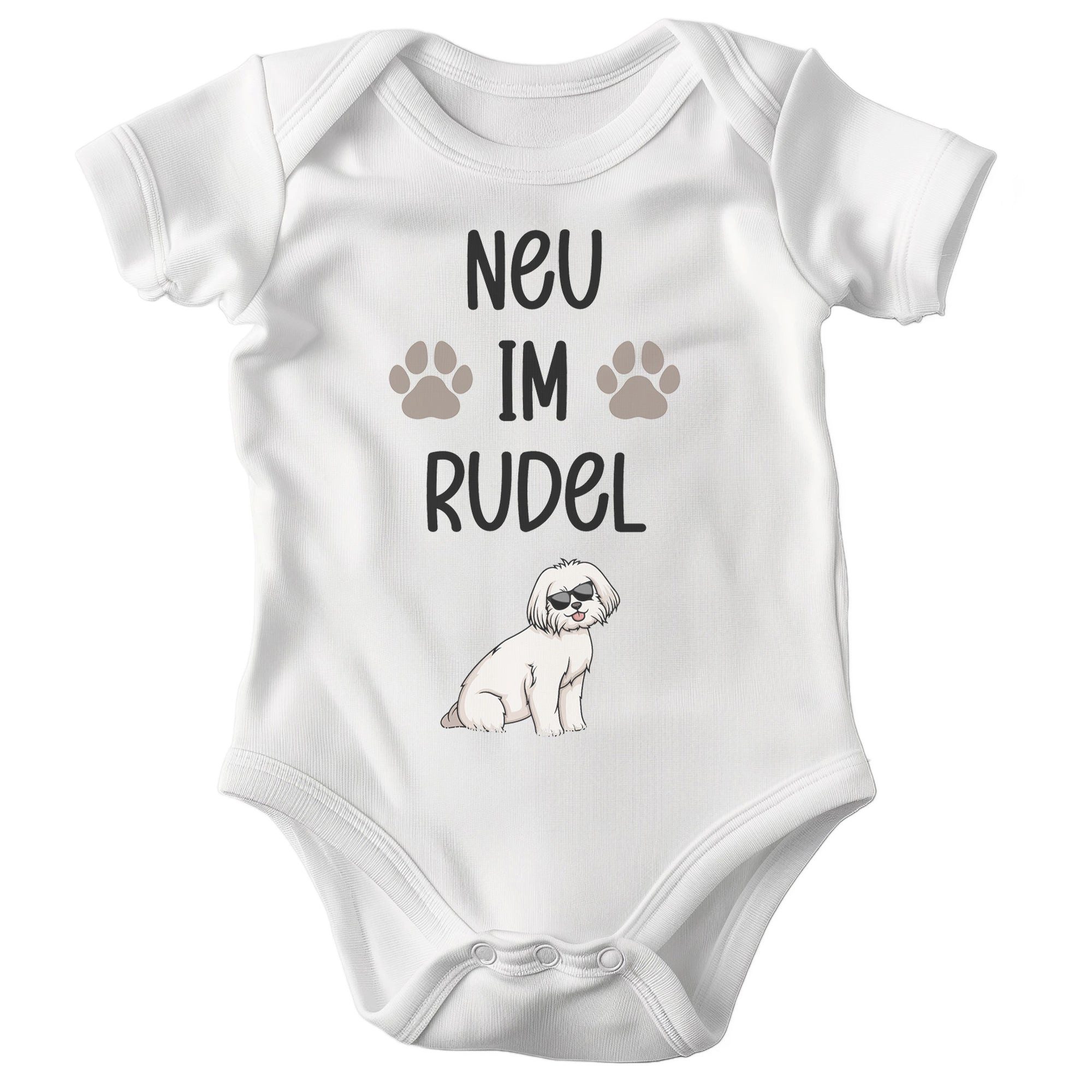 22Feels Kurzarmbody Bio Unisex Babybody Weiß Malteser Schutz Geschenk Taufe Geburtstag BIO-Baumwolle - In Deutschland Bedruckt - Niedlicher Print