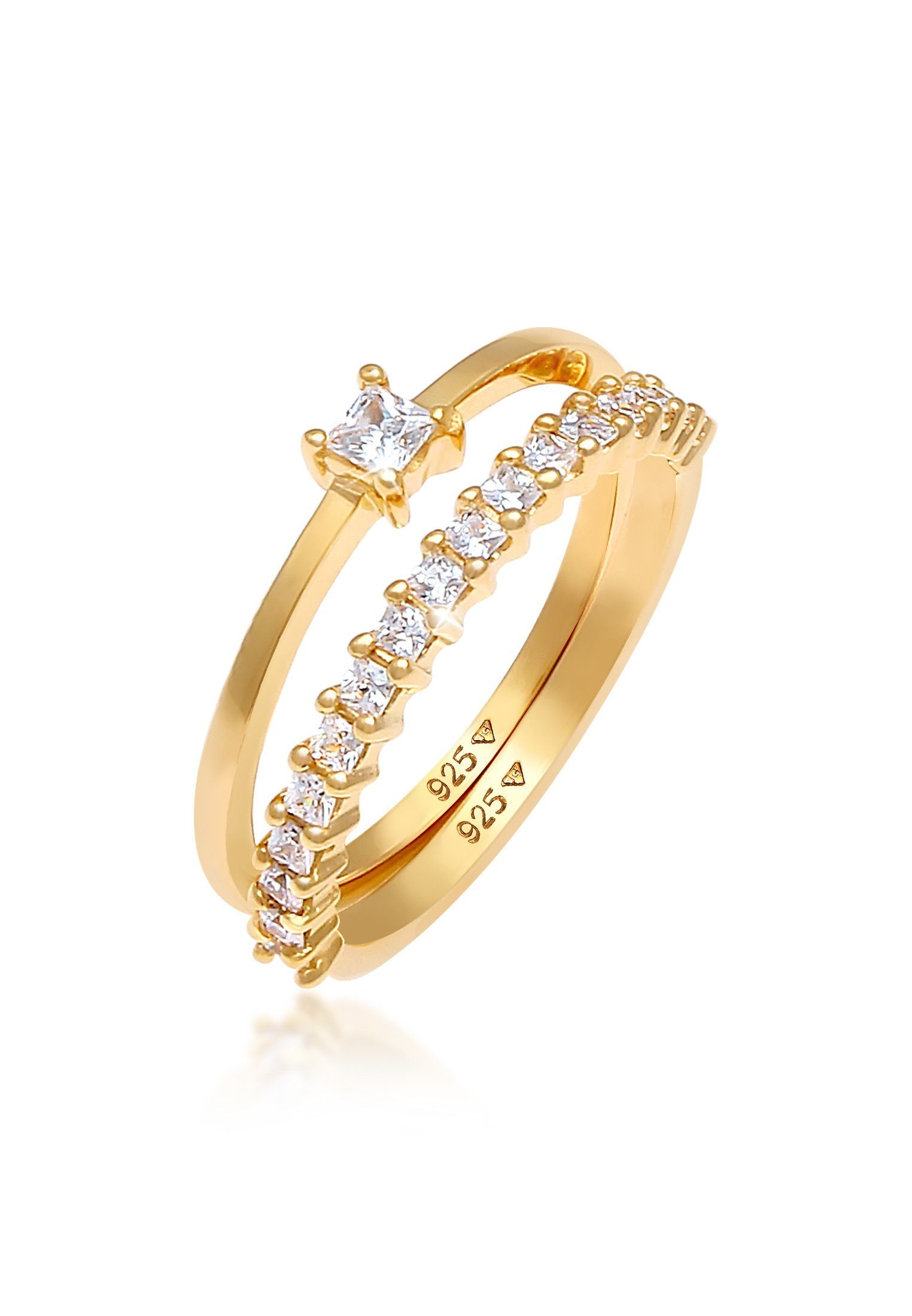 Elli Solitärring Solitär Zirkonia Stapelring (Set günstig online kaufen