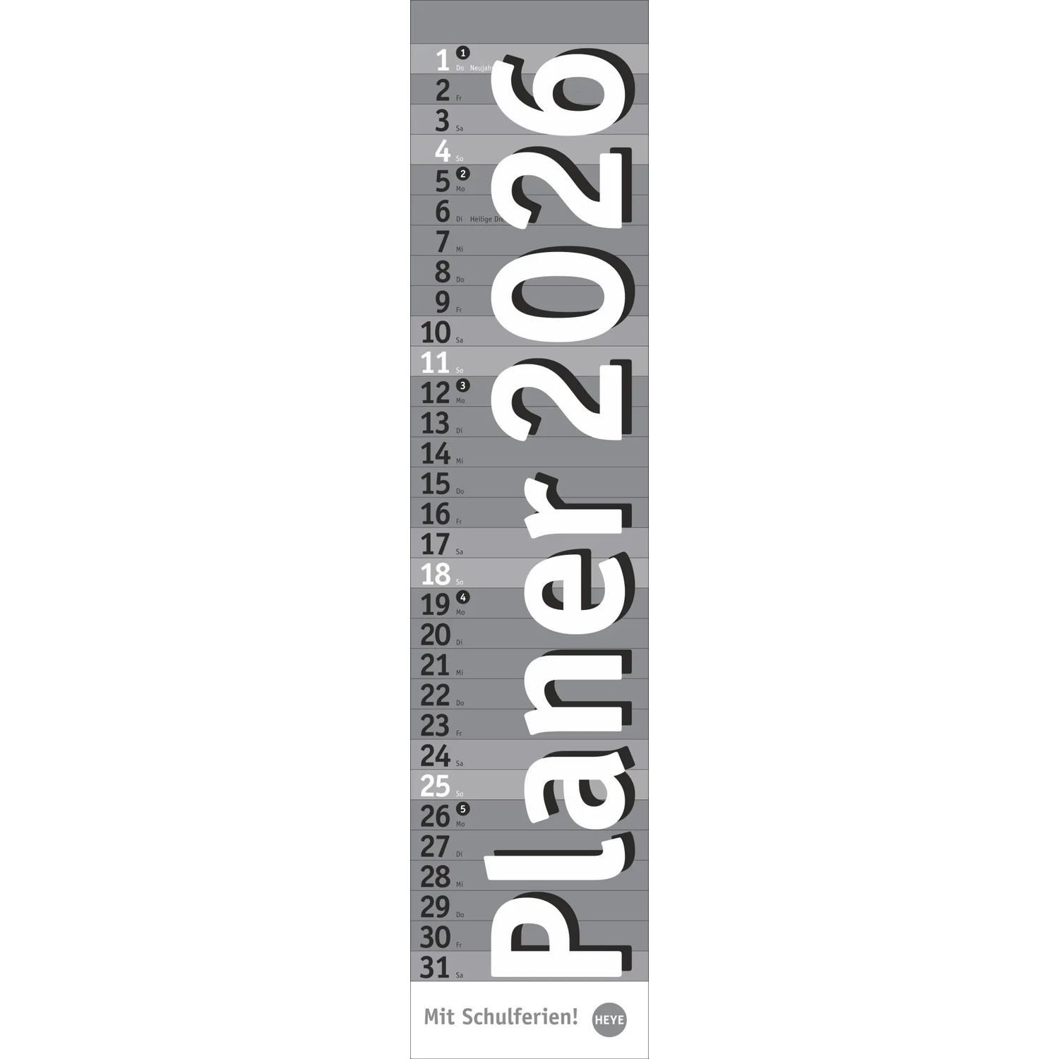 HEYE Wandkalender Langplaner, silber 2026