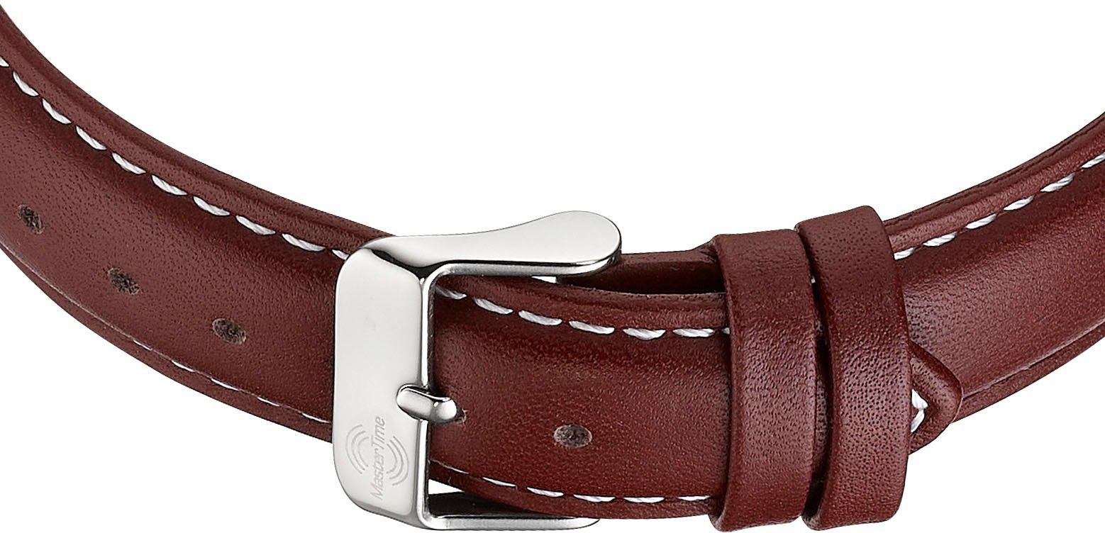 MASTER TIME Funkuhr Super Power MTGA-10426-22L, Armbanduhr, Quarzuhr, Herrenuhr, Datum, Leuchtzeiger, Lederarmband