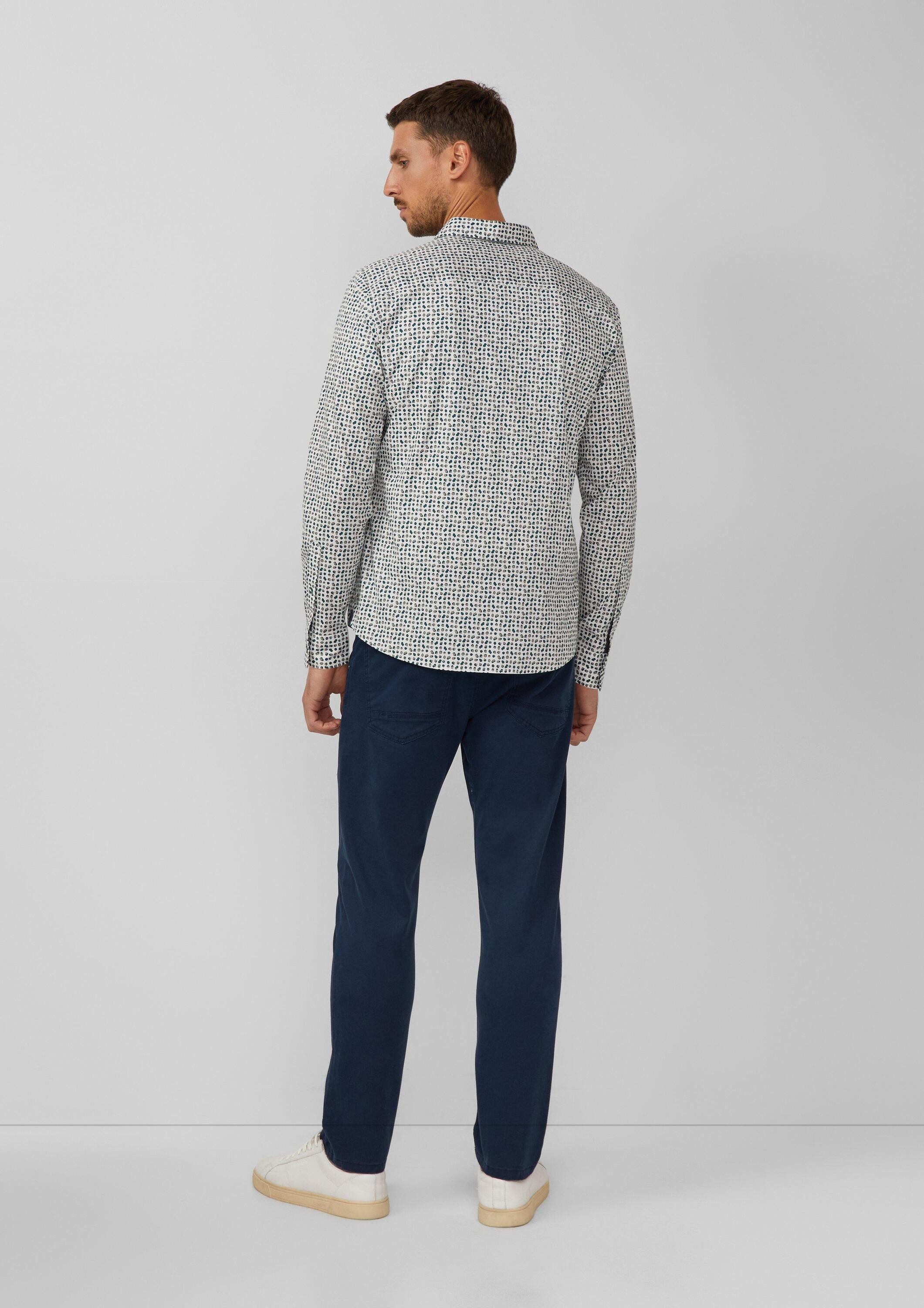 s.Oliver Langarmhemd Hemd Slim Fit: Gemustertes Hemd aus Baumwollstretch