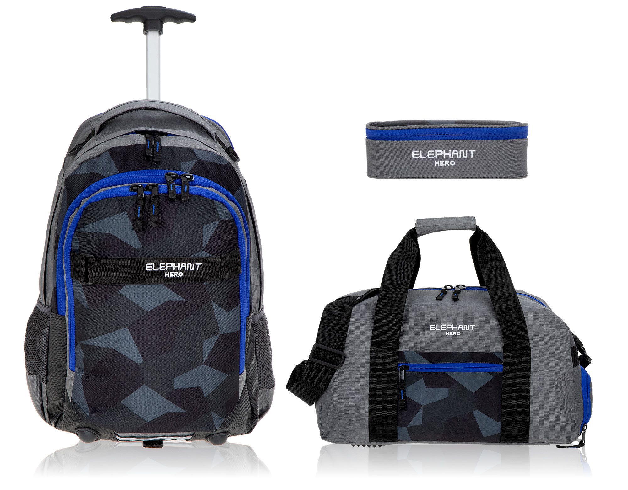 ELEPHANT Schulrucksack Schultrolley Trolley Hero Signature Schulrucksack (3 Teile Set), Rucksacktrolley Schule Rucksack Trolly, Sporttasche, Mäppchen Box +tsm