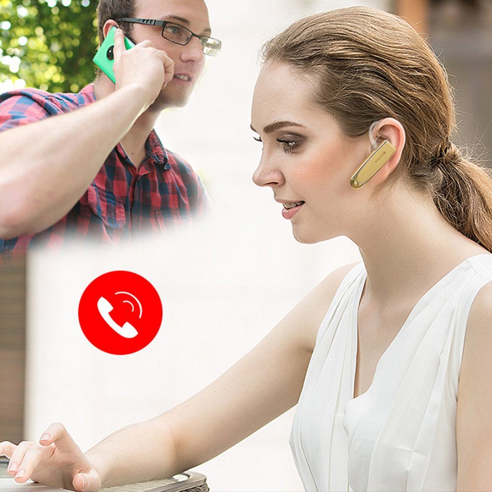 GelldG Bluetooth Headset Wireless Freisprech Bluetooth-Kopfhörer Bluetooth-Headset weiß 5.0 Telefon