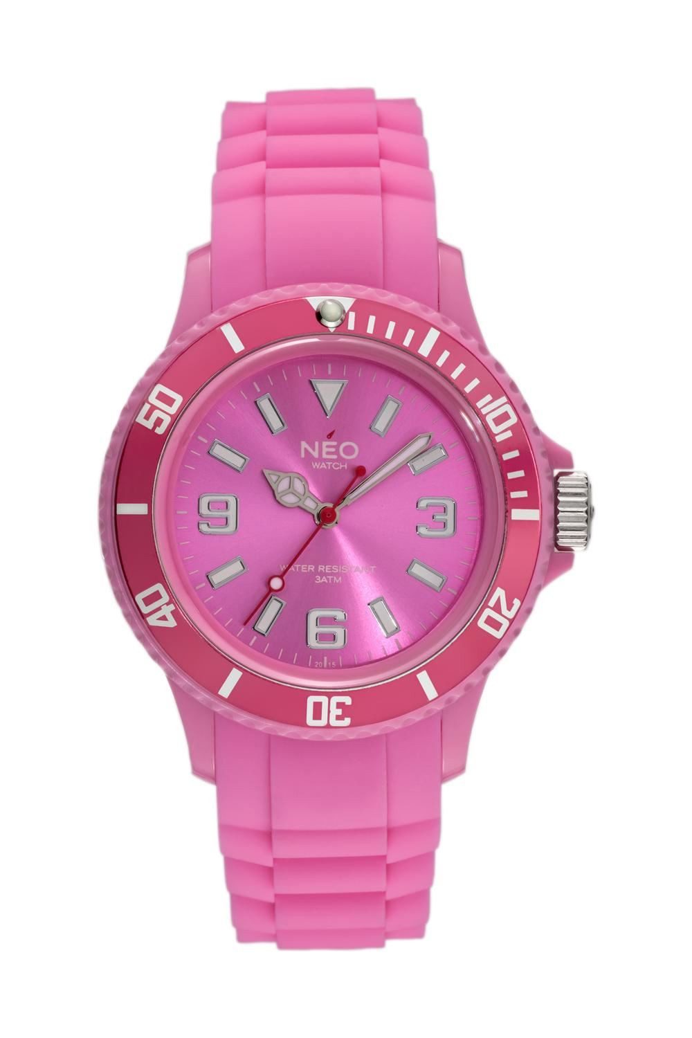 Neo Watch Quarzuhr Damenuhr Herrenuhr unisex pink NICE-1 Armbanduhr Modell N1-016 N1-016, Mineralglas, Damen Herren Uhr, pinkes Gehäuse, pinkes Armband