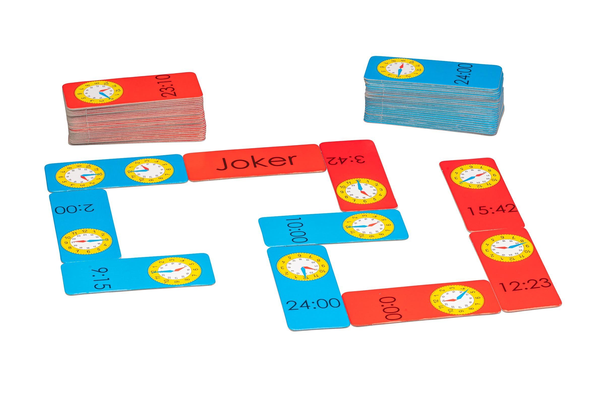 Wissner® aktiv lernen Lernspielzeug Domino - Uhrzeit (2-4 Spieler), Analog & Digital Mathe lernen (61-St), Aus 100% recycelter Pappe. | Zeitlernspiele