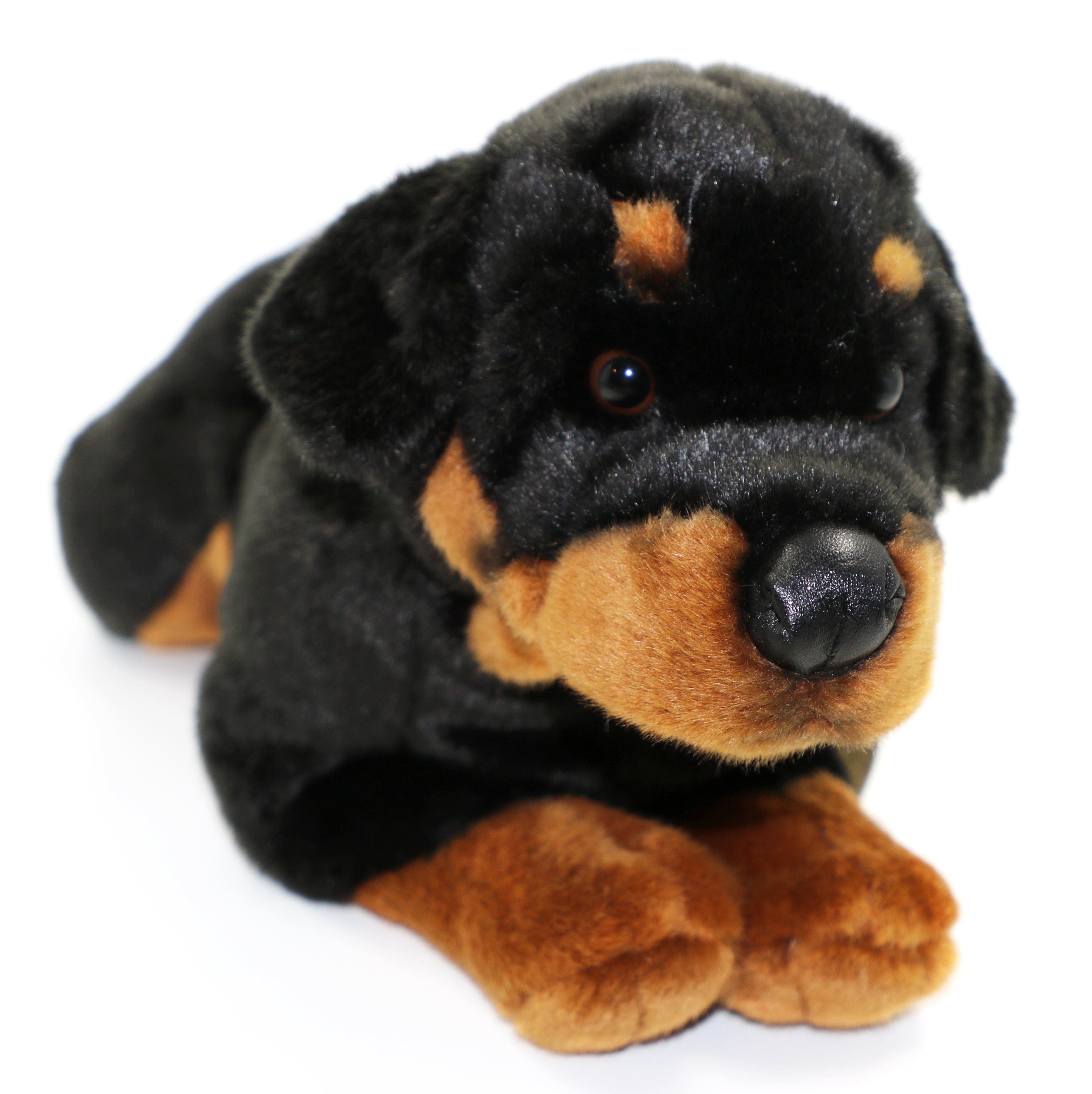 Uni-Toys Kuscheltier Rottweiler, liegend - 45 cm (Länge) - Plüsch-Hund - Plüschtier, zu 100 % recyceltes Füllmaterial