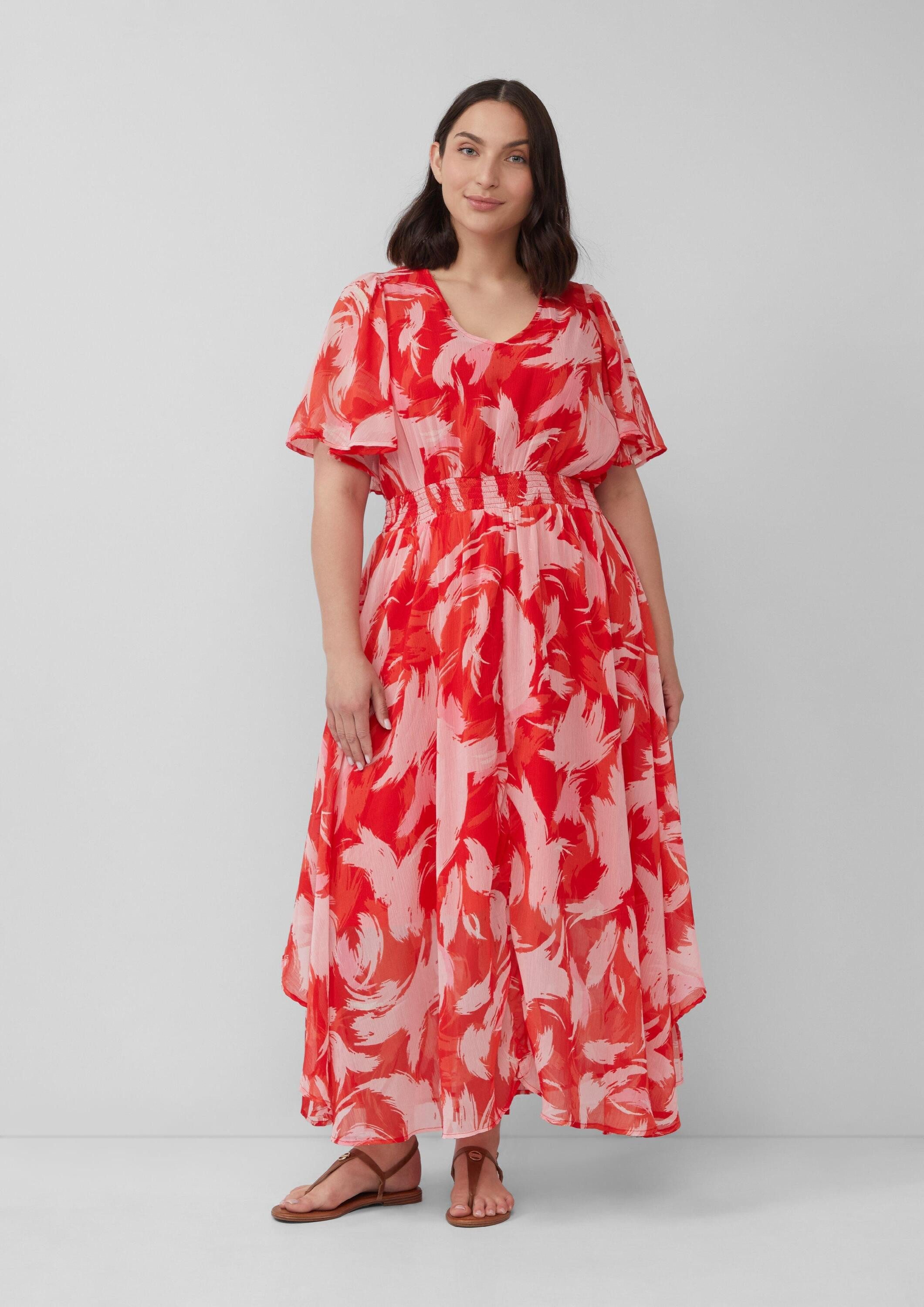 s.Oliver Maxikleid Kleid Maxikleid aus Chiffon mit gesmokter Taille