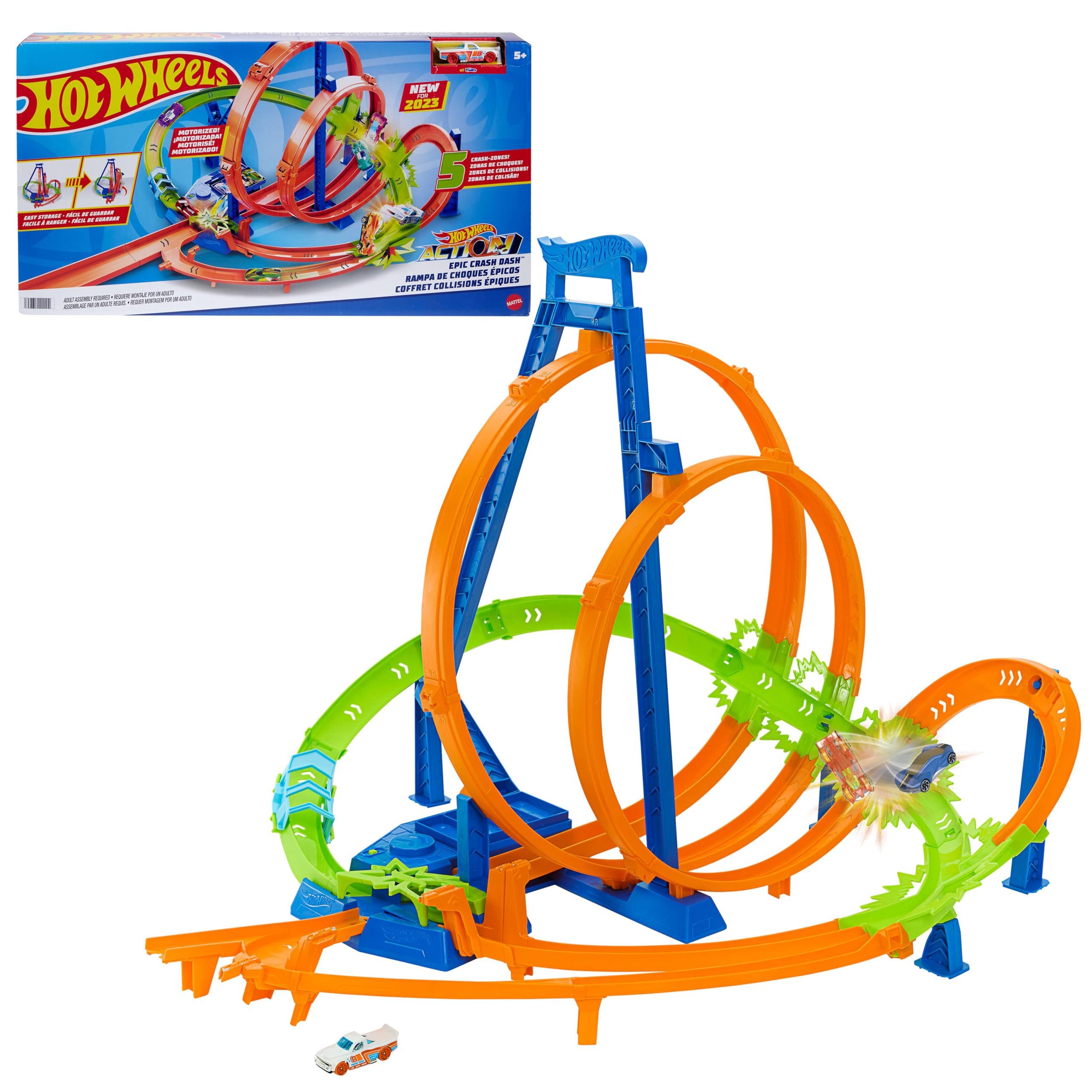 Hot Wheels Modellauto Action Epic Crash Dash Trackset 5 Crash-Zonen, Hot Wheels Spielset