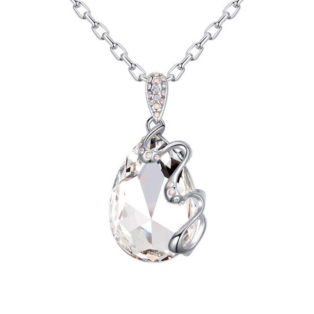 BUNGSA Ketten-Set Kette Clear Drop Silber aus Messing Damen (1-tlg), Halskette Necklace