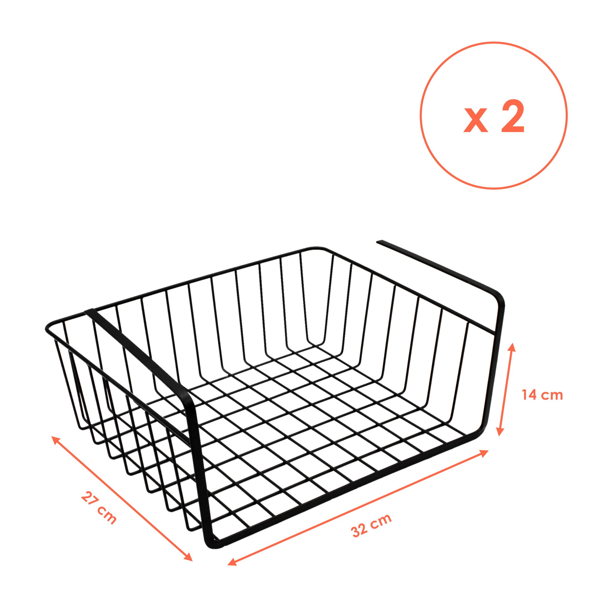 Spetebo Regalkorb Unterregal Hängekorb aus Metall 2er Set schwarz (Anzahl, günstig online kaufen