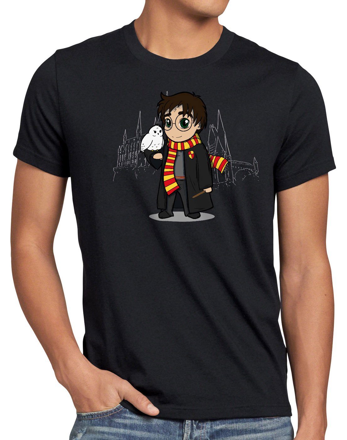 style3 Print-Shirt Herren T-Shirt Chibi Harry manga zauberei anime schwarz
