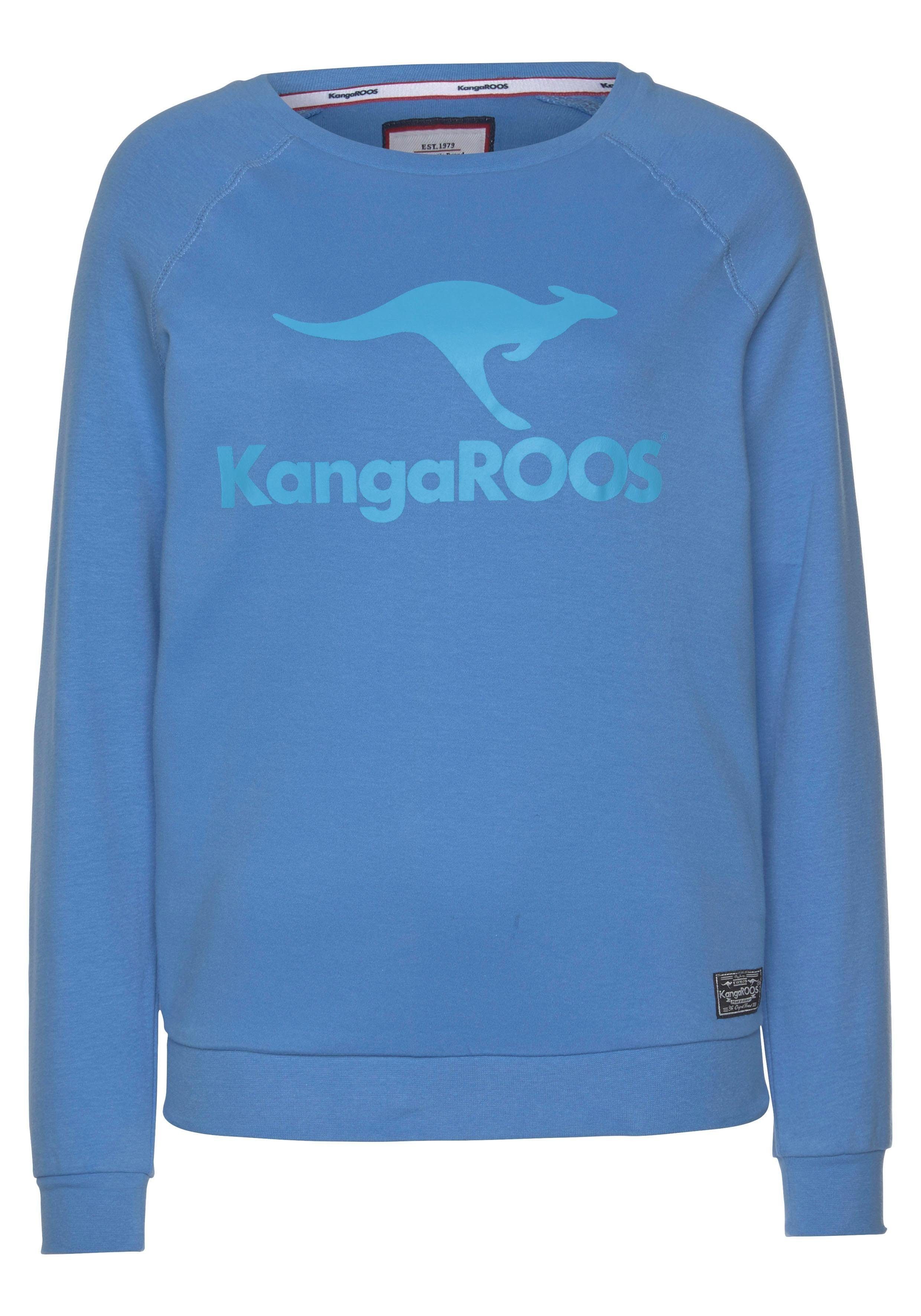 KangaROOS Sweater mit großem Label-Print vorne blau