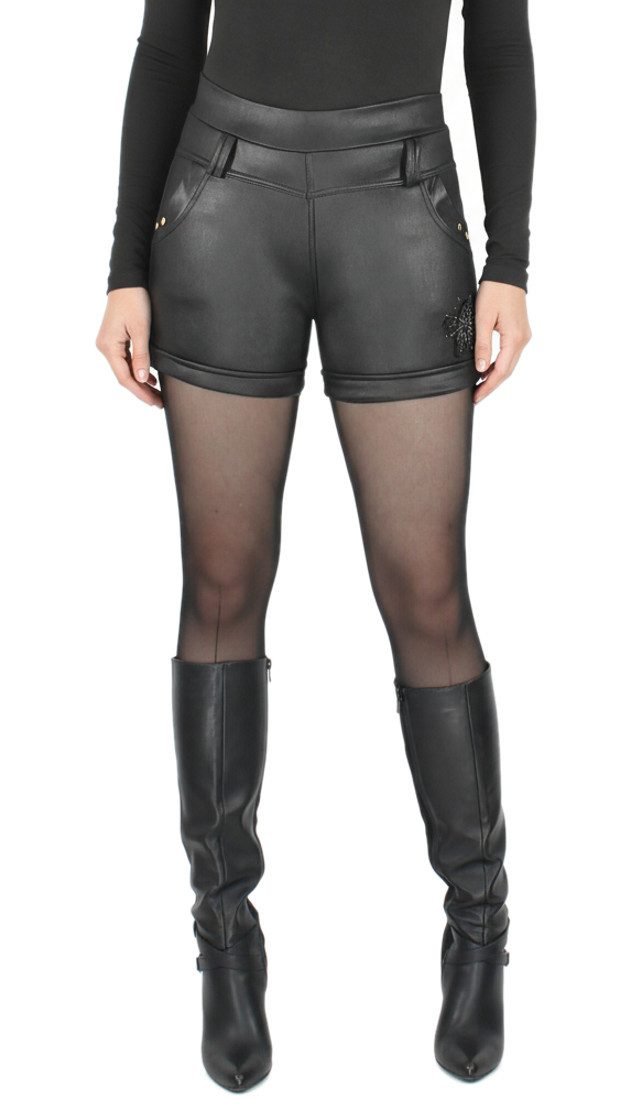 dy_mode Thermohose Damen Thermo-Hotpants in Kunstleder-Optik günstig online kaufen