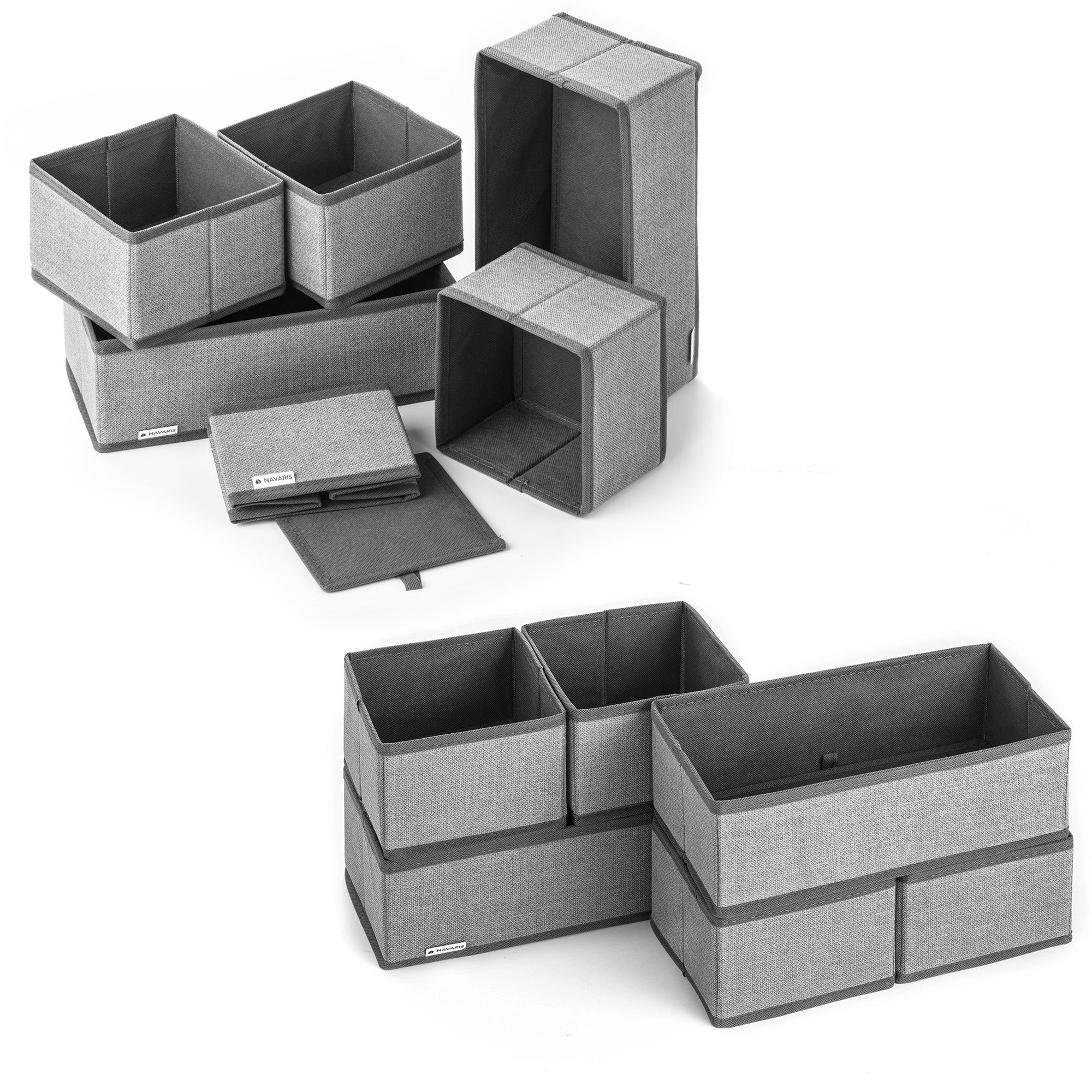 Navaris Aufbewahrungsbox, Organizer Ordnungssystem Stoffboxen - 12 Stück in  verschiedenen Größen - für Kleiderschrank und Schubladen - faltbar online  kaufen | OTTO