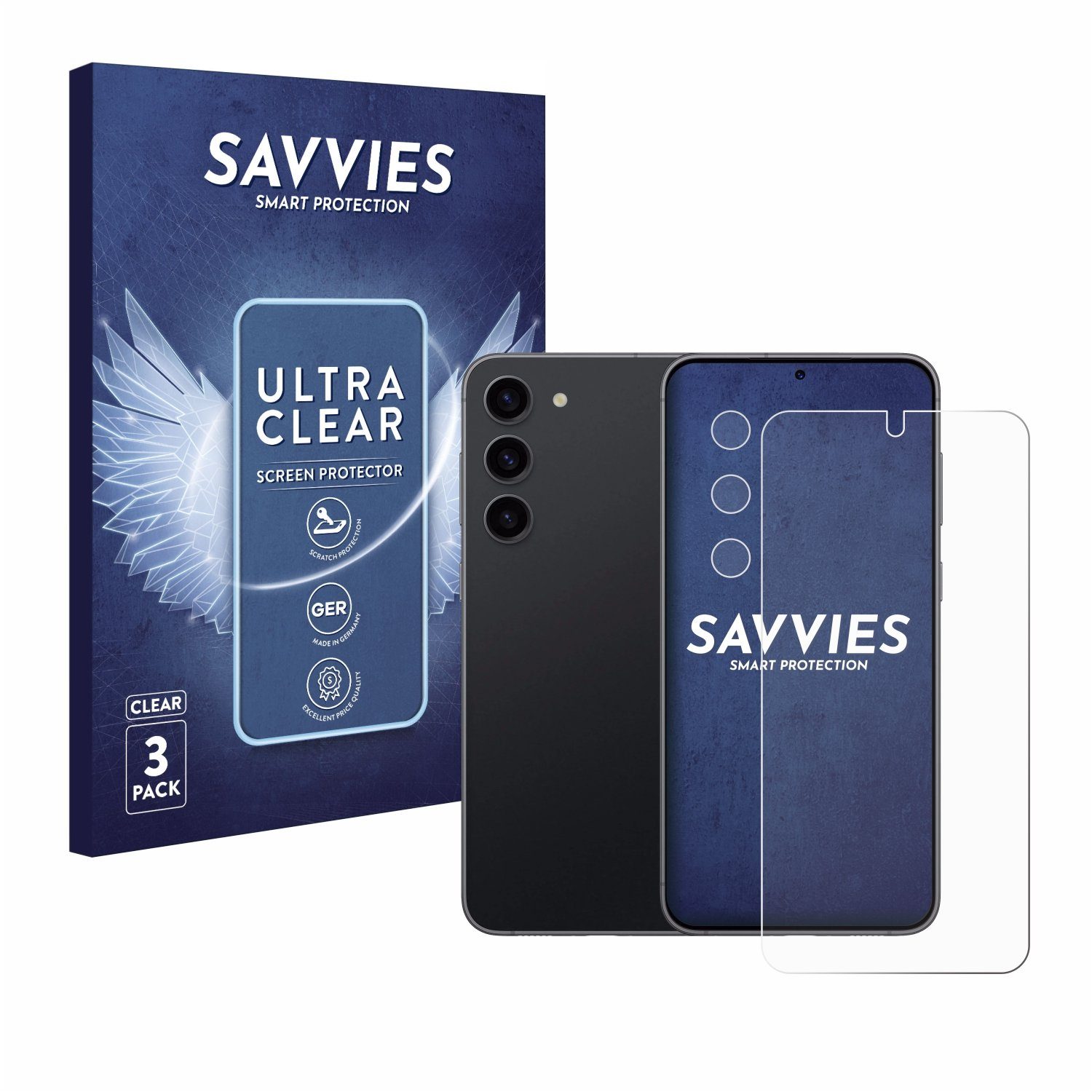 Savvies Displayschutzfolie Schutzfolie für Samsung Galaxy S23 (Display+Kamera), 6 Stück, Displayschutz Schutz Folie Klar Transparent