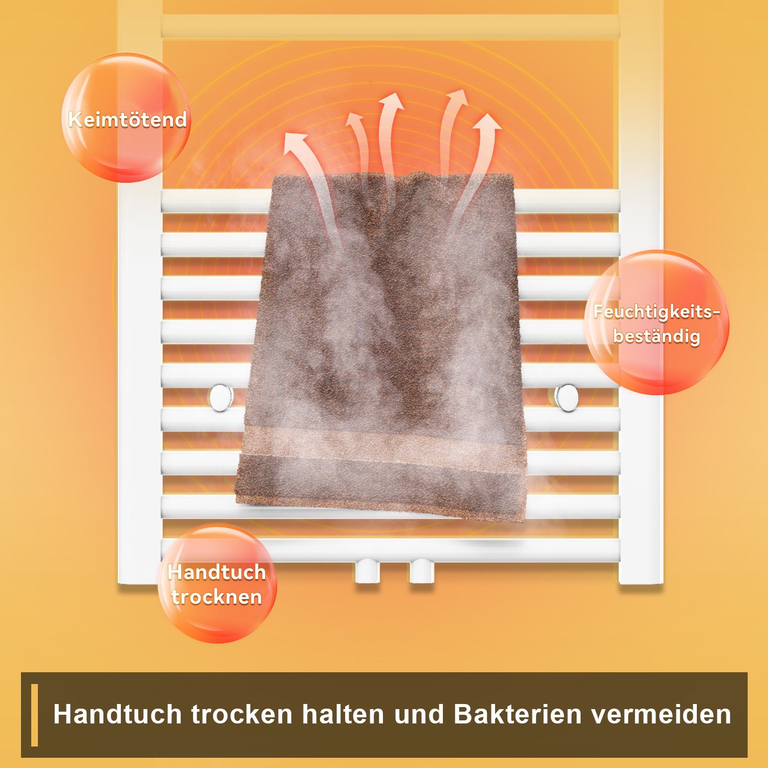 SONNI Badschnellheizer Badheizkörper Weiß Mittelanschluss Handtuchtrockner Vertikal Einlagig, heizkörper, badzimmer, SPCC-Stahl, Warmwasser, Handtuchwärmer