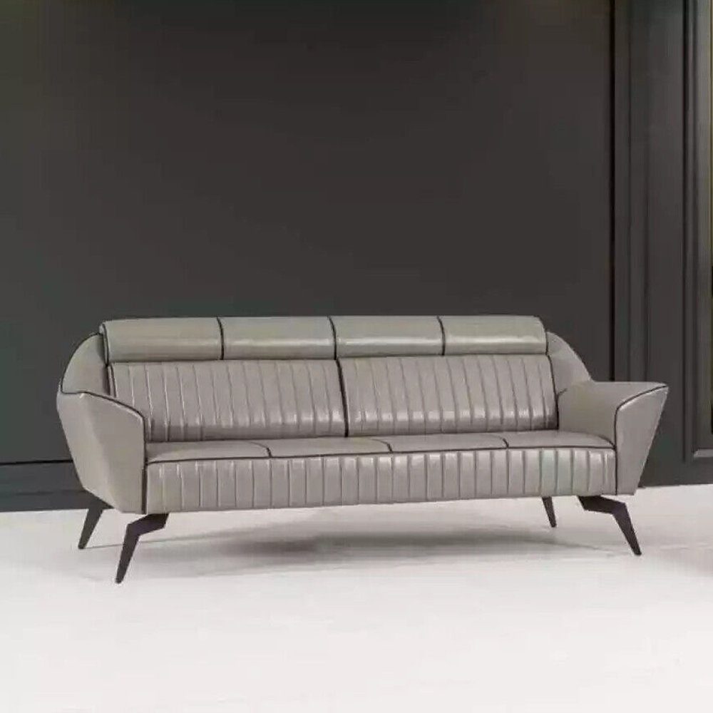 Arbeitszimmermöbel Designer Europe Leder Luxus, Sofa JVmoebel In Dreisitzer Holzmöbel Grauer Made