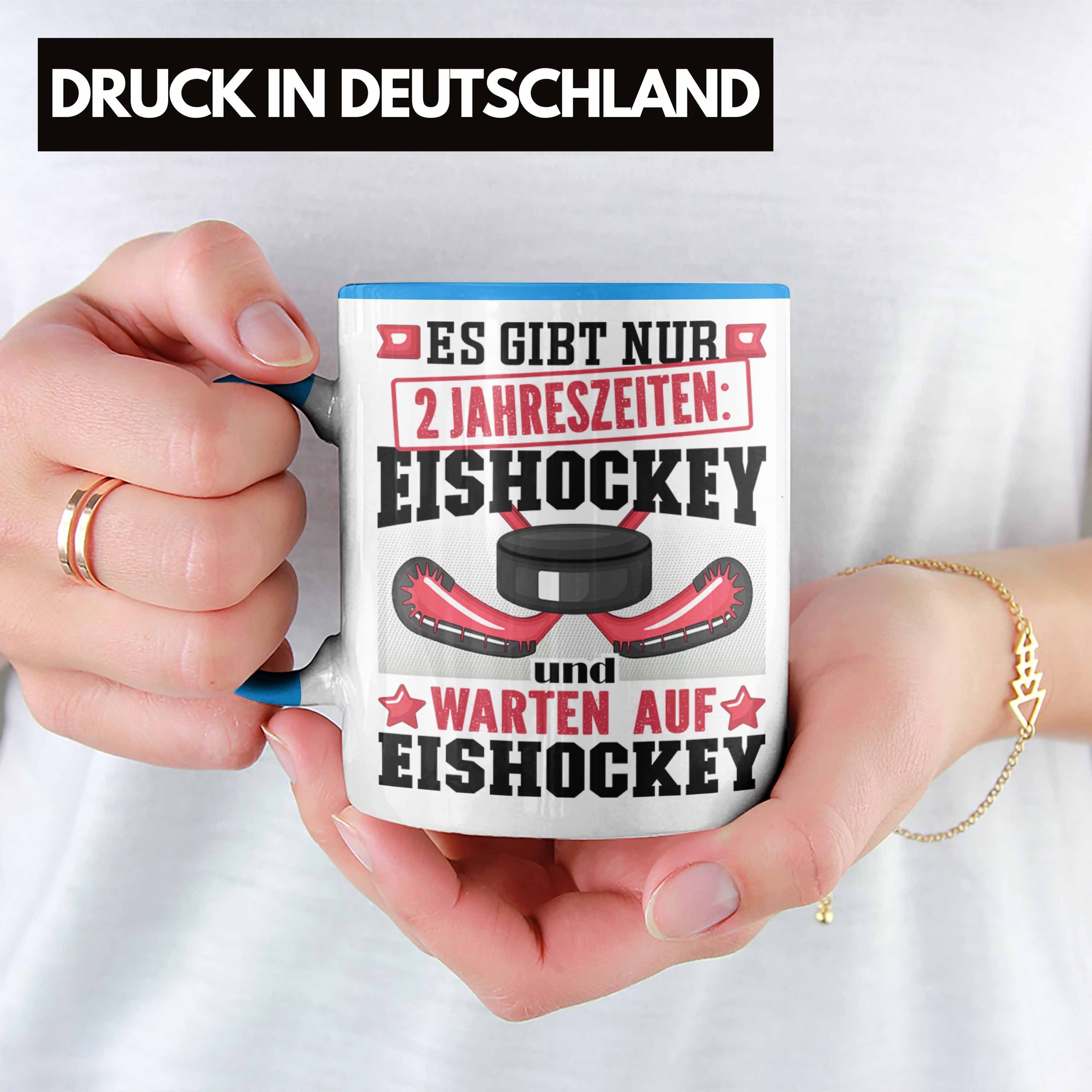 2 Tasse Eishockey-Spieler Tasse für Blau Geschenkidee Eishockey Trendation Geschenk Jahresze