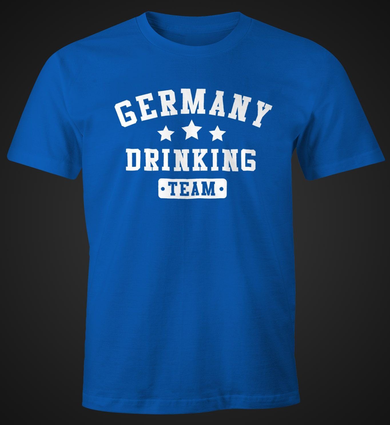 Bier T-Shirt Team Print-Shirt Herren blau Drinking Print MoonWorks Moonworks® Fun-Shirt Germany mit